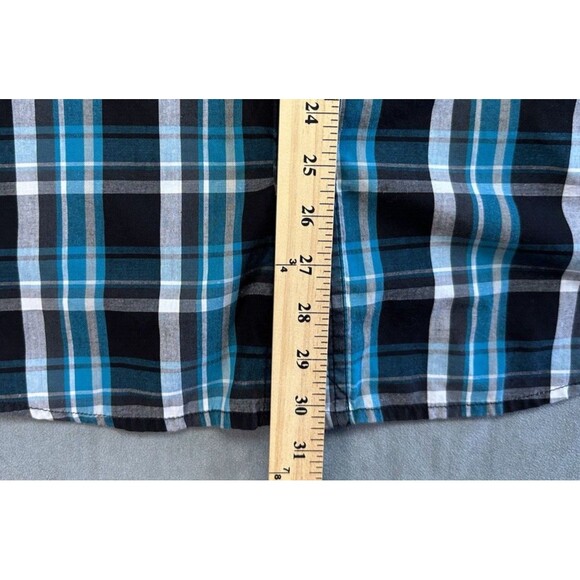 Helix Short Sleeve Button Up Shirt Black White Teal Plaid Mens Size XXL Colorful - Picture 7 of 7